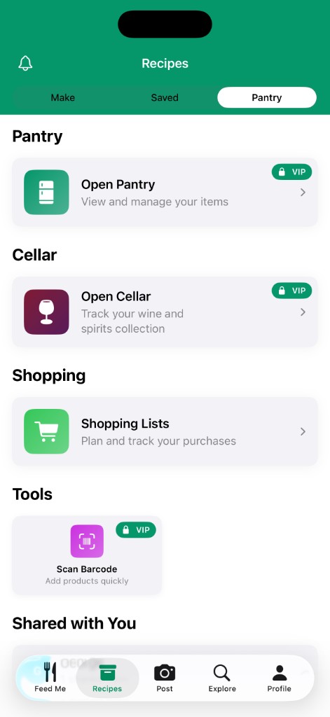 Pantry, cellar, and shopping list management